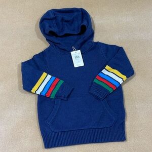 BNWT BODEN COLLEGE NAVY RAINBOW HOODIE SWEATER WITH KANGAROO POCKETS SIZE 3-4Y